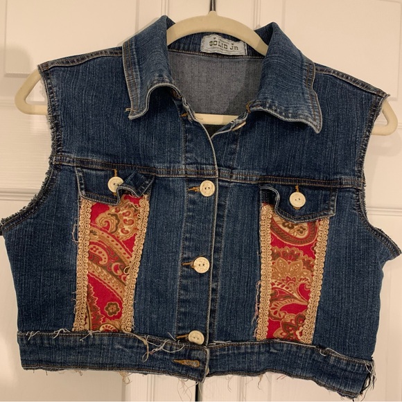 Solid JR Jackets & Blazers - Solid JR Denim Vintage Boho Vest with Paisley Accents. Boho chic,western XS
